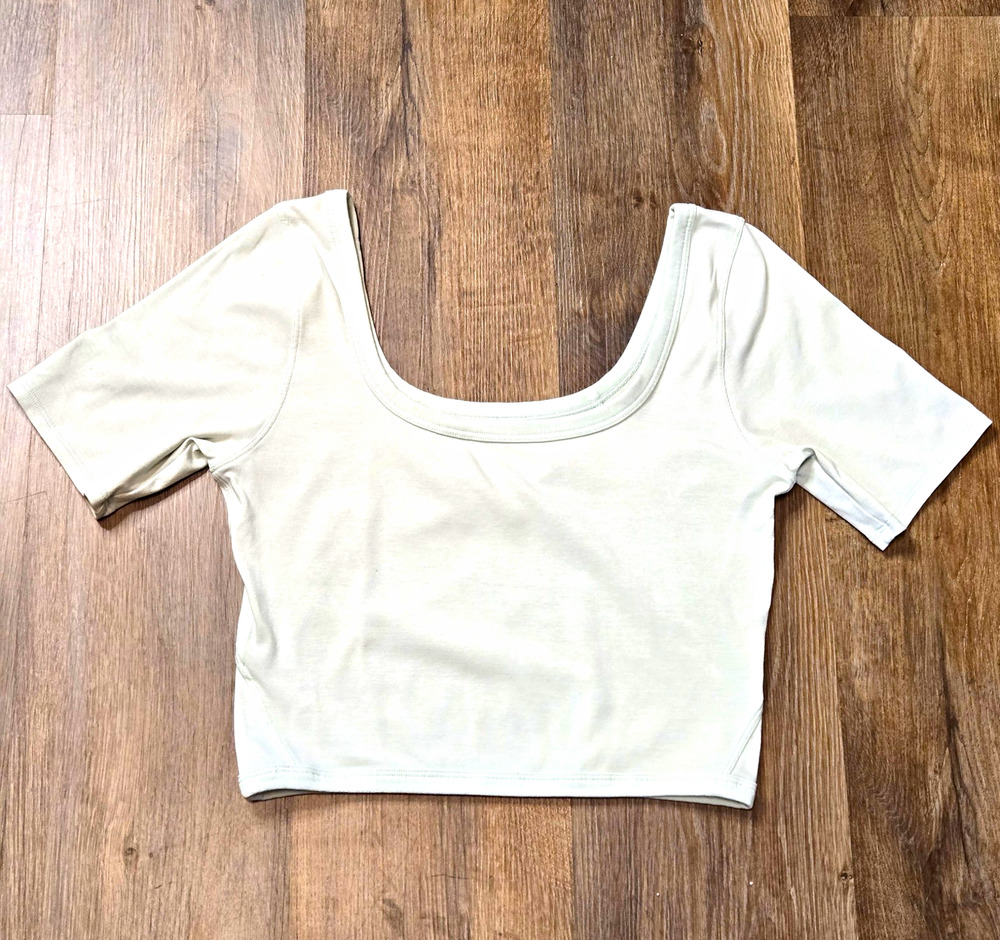 Lululemon Ribbed Held Tight Tee Size 6 Pale Mint Green Cotton Feel Stretch
